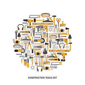 Construction tools vector icons set