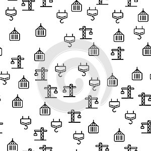 Construction Tower Crane Seamless Pattern Vector