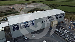 Construction training centre aerial view, picturing the car park.