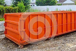 Construction trash dumpsters in an metal container, home house renovation