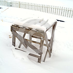 Construction trestles in snow