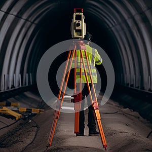 in the construction of the tunnel Survey engineers use Total Station, robotic total station or 3D Laser Scanner.AI generated