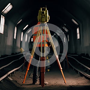 in the construction of the tunnel Survey engineers use Total Station, robotic total station or 3D Laser Scanner.AI generated