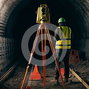 in the construction of the tunnel Survey engineers use Total Station, robotic total station or 3D Laser Scanner.AI generated