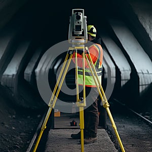 in the construction of the tunnel Survey engineers use Total Station, robotic total station or 3D Laser Scanner.AI generated