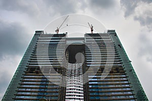 Construction of twin skyscraper