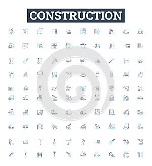 Construction vector line icons set. Build, Structure, Construct, Architect, Edifice, Engineering, House illustration