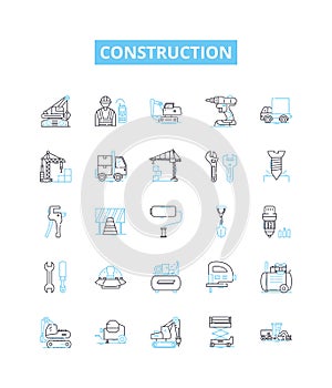 Construction vector line icons set. Build, Structure, Construct, Architect, Edifice, Engineering, House illustration