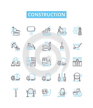 Construction vector line icons set. Build, Structure, Construct, Architect, Edifice, Engineering, House illustration