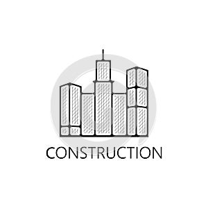 Construction thin line icon. city skyscraper Hand Drawn thin line icon