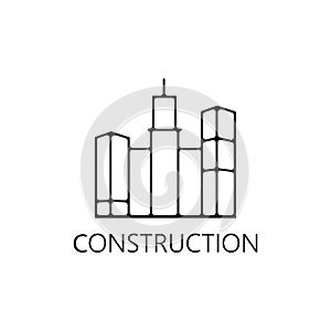 construction thin line icon. city skyscraper Hand Drawn thin line icon