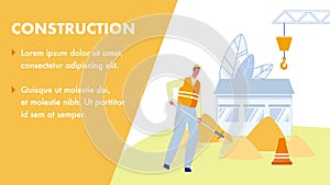 Construction Vector Web Banner with Text Space