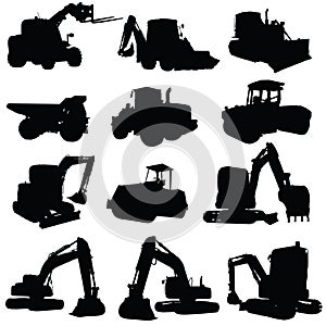 Construction vehicle black art silhouette