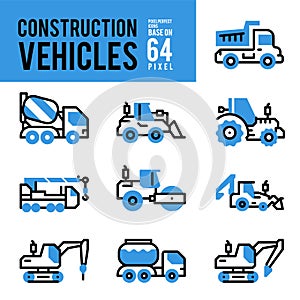 Construction Vehicle and Transport Monocolor Icons