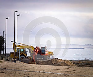 Construction Vehicles at the Beach
