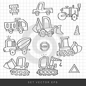 Construction vehicles cartoon vector