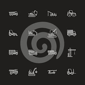 Construction vehicles - flat vector icons