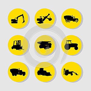 Construction vehicles icons set great for any use. Vector EPS10.