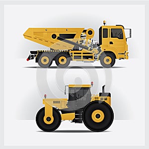 Construction Vehicles Industries Vector Illustration