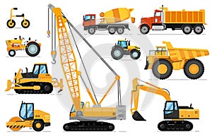 Construction vehicles set. Heavy machines