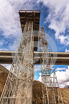 Construction of a viaduct, civil engineering to build a road