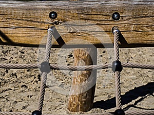 construction for walking on ropes in the sandbox