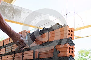 Construction wall Building with brick and cement