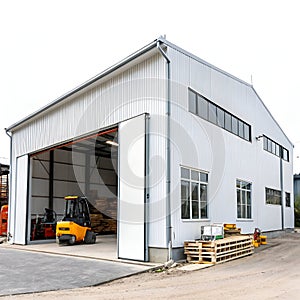 Construction warehouse isolated on white background