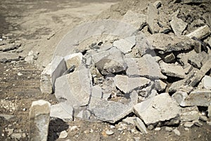 Construction waste. Broken stone. Building material