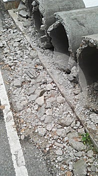 Construction waste beside the road