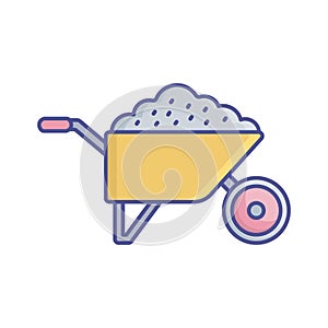 construction wheelbarrow Vector Icon which can easily modify or edit