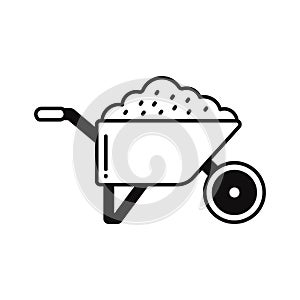 construction wheelbarrow Vector Icon which can easily modify or edit