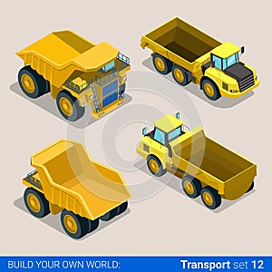 Construction wheeled: vector flat isometric vehicles photo