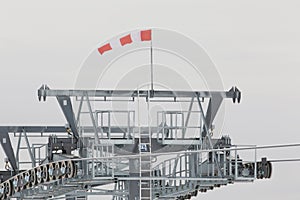 Construction with wind indicator for cable car