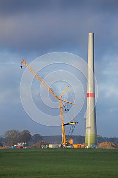 Construction of a wind power station in Mecklenburg-Vorpommern, Germany