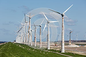 Construction of a windfarm along the Dutch coast