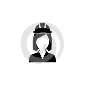 Construction woman worker icon isolated on white background