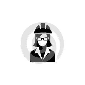 Construction woman worker icon isolated on white background