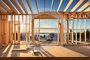 Construction wooden house, Wooden framework, building house,