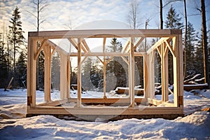Construction wooden house, Wooden framework, building house,