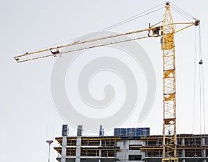 Construction work and high rise crane building