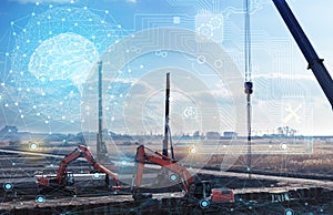 Construction work without human intervention, fully automatic production using artificial intelligence, future technology