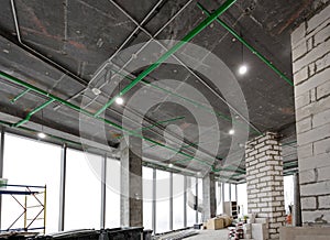 Construction work on the interior decoration of a modern office or apartment