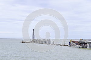 Construction work with pile in the sea