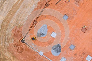 During construction work preparations land for poured concrete foundation a new building