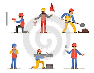 Construction worker, architect and engineer vector character