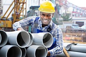 Construction Worker Builder Working At Site