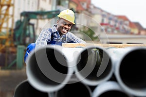 Construction Worker Builder Working At Site