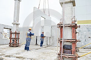 Construction worker. Builders concreter joiners at work