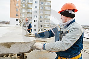 Construction worker. Builders concreter joiners at work